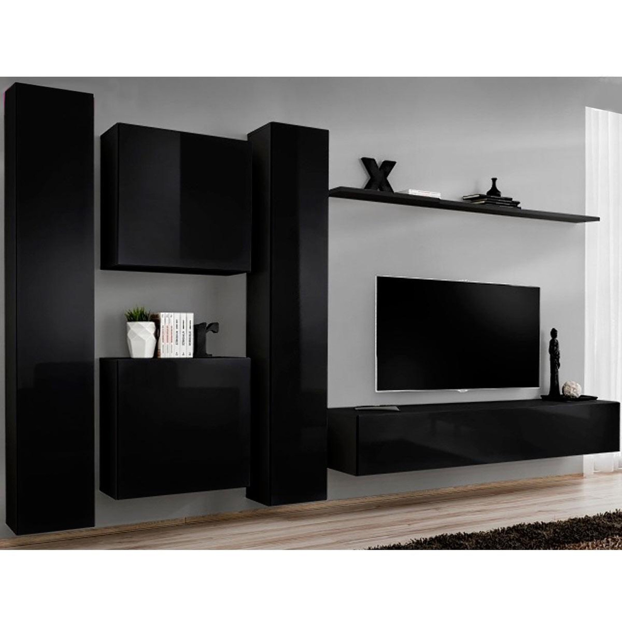 Paris Prix Meuble tv mural design  switch vi  330cm noir