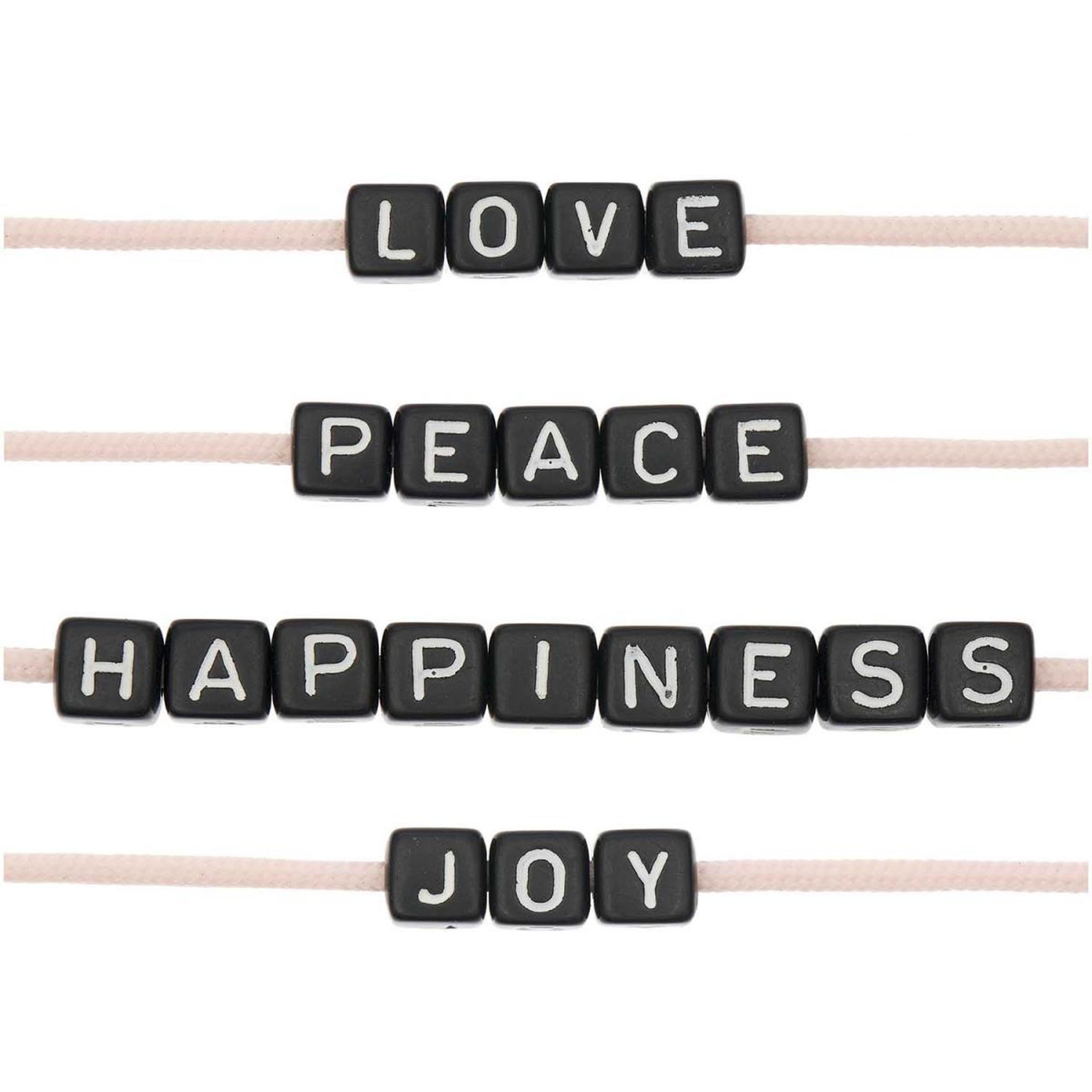 Voir la diapositive 2 : RICO DESIGN Itoshii pack 21 perles ponii noires love peace happiness joy