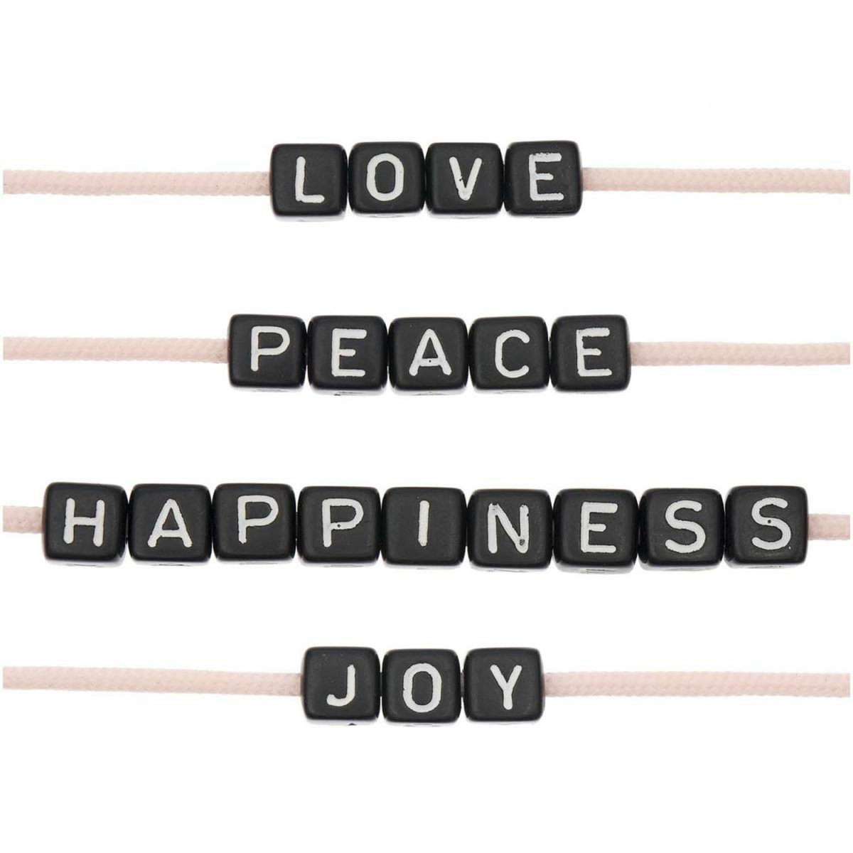 RICO DESIGN Itoshii pack 21 perles ponii noires love peace happiness joy