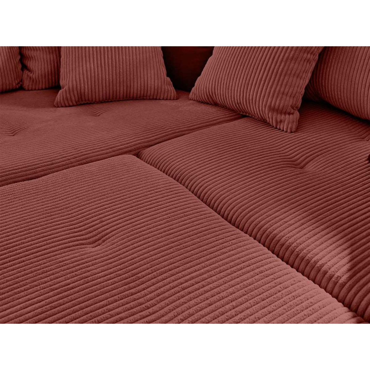 LISA DESIGN Rune - canapé panoramique d'angle droit - 7 places - avec pouf d'appoint - en velours côtelé