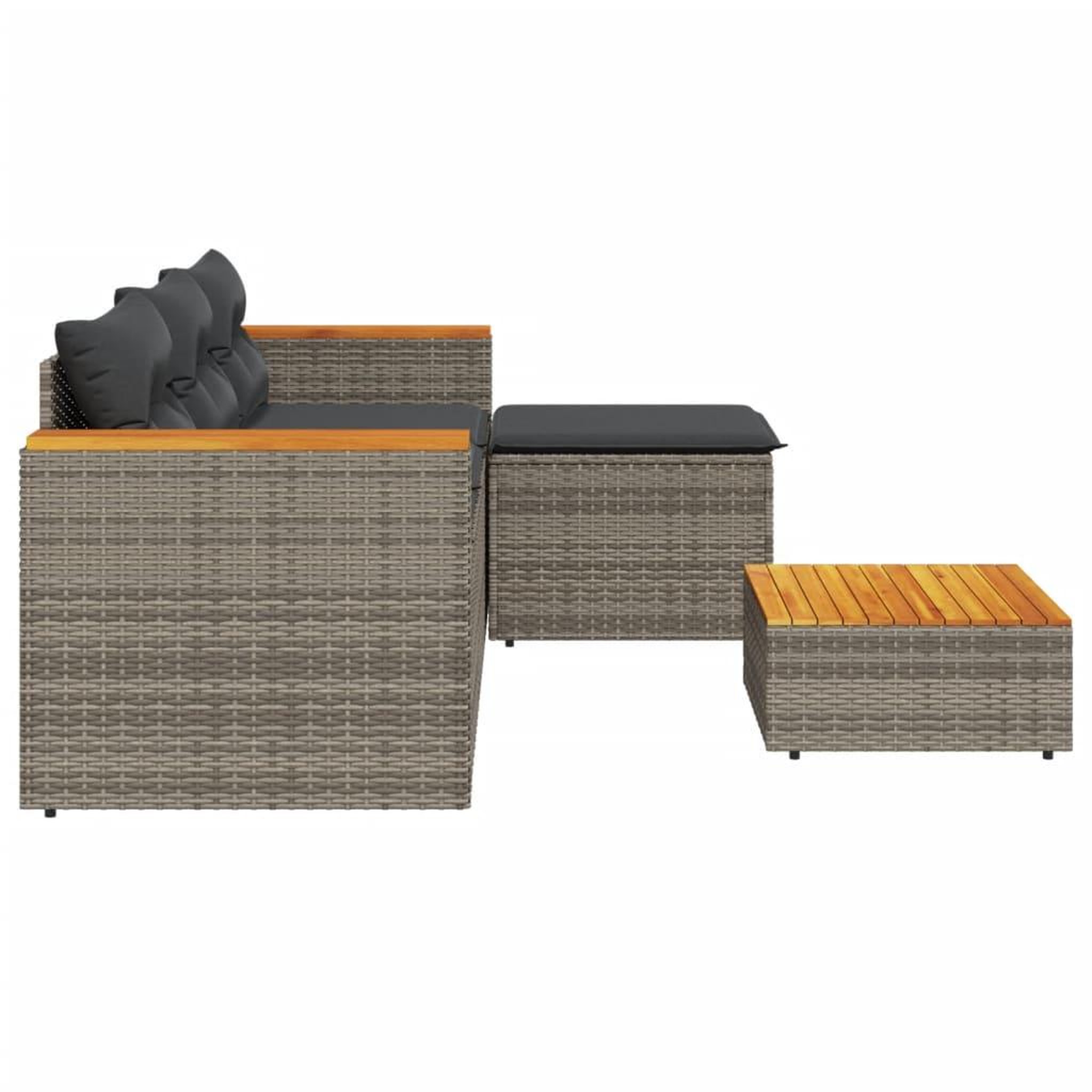 Voir la diapositive 5 : VIDAXL Salon de jardin avec coussins 3 pcs gris resine tressee