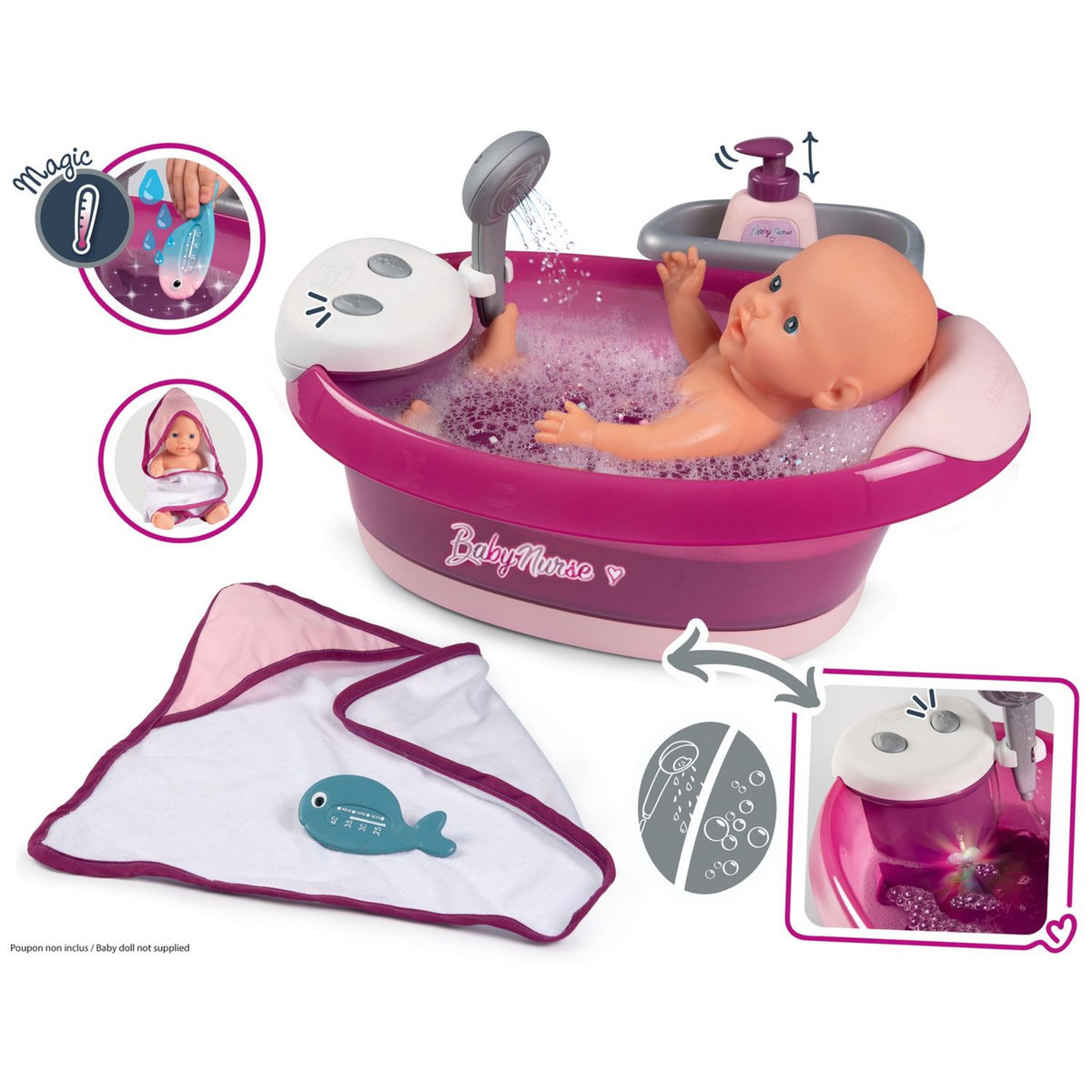 SMOBY Baby Nurse - Baignoire Balnéo électronique 
