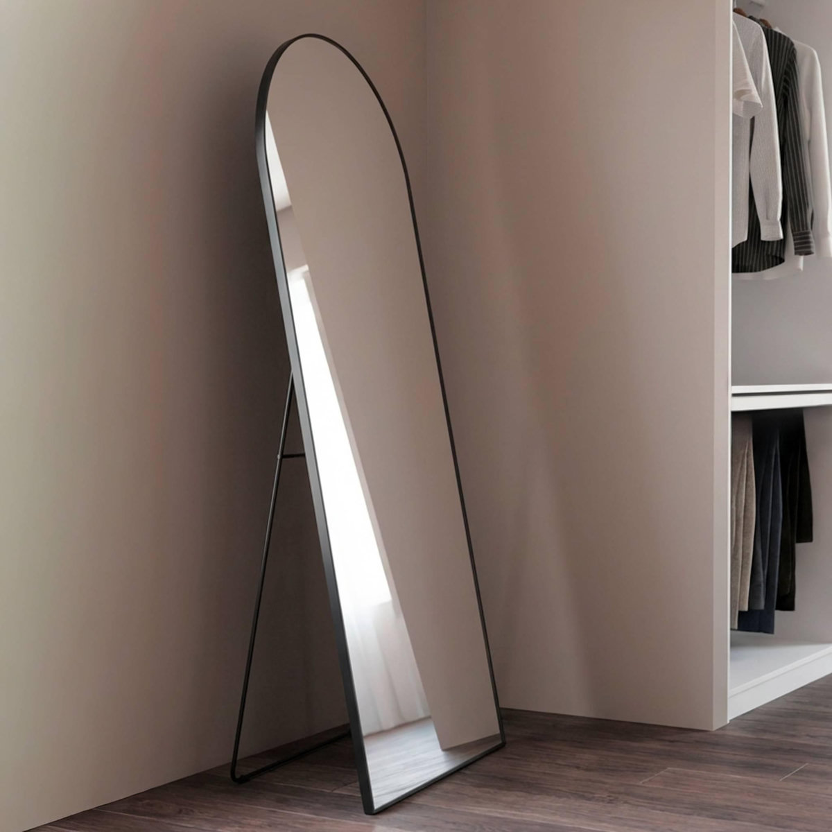 SWEEEK Miroir sur pied en aluminium 60 x 165 x 2.8 cm noir - Justin