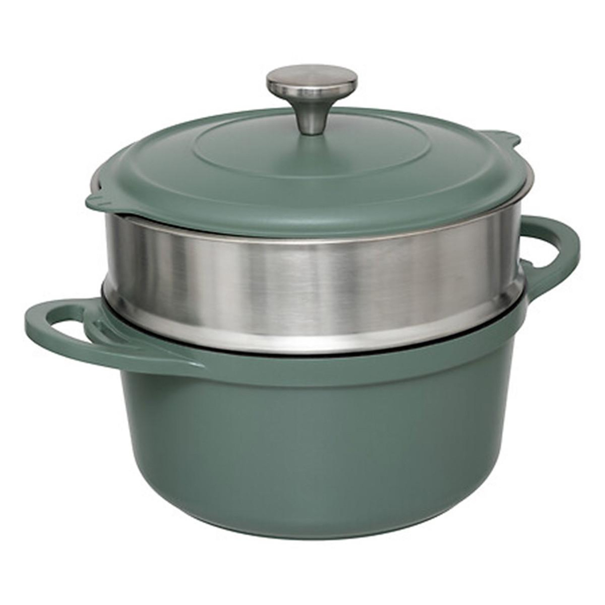 FIVE Cocotte avec panier vapeur  kirk  24cm vert olive