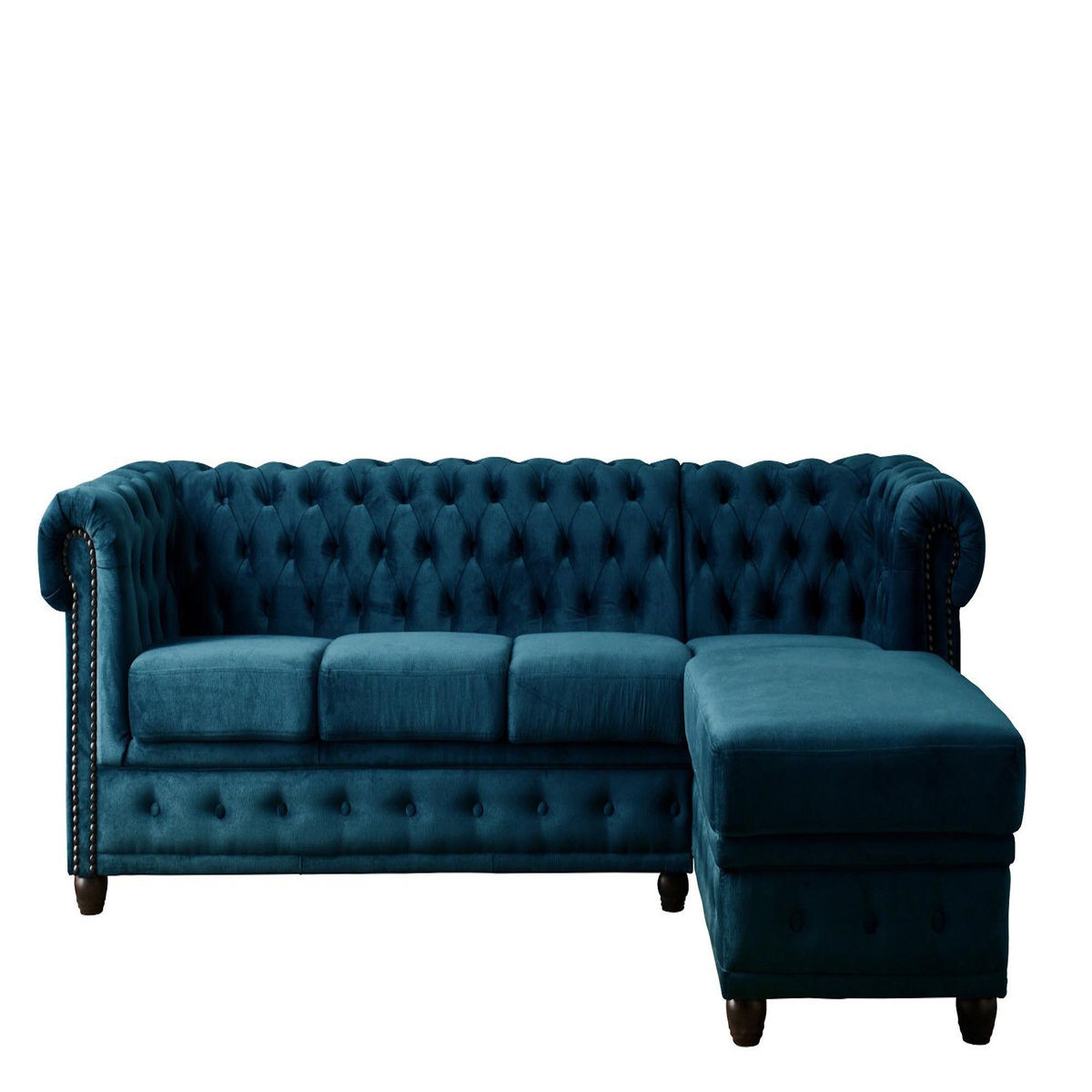 LISA DESIGN William - canapé chesterfield d'angle droit - 4 places - en velours