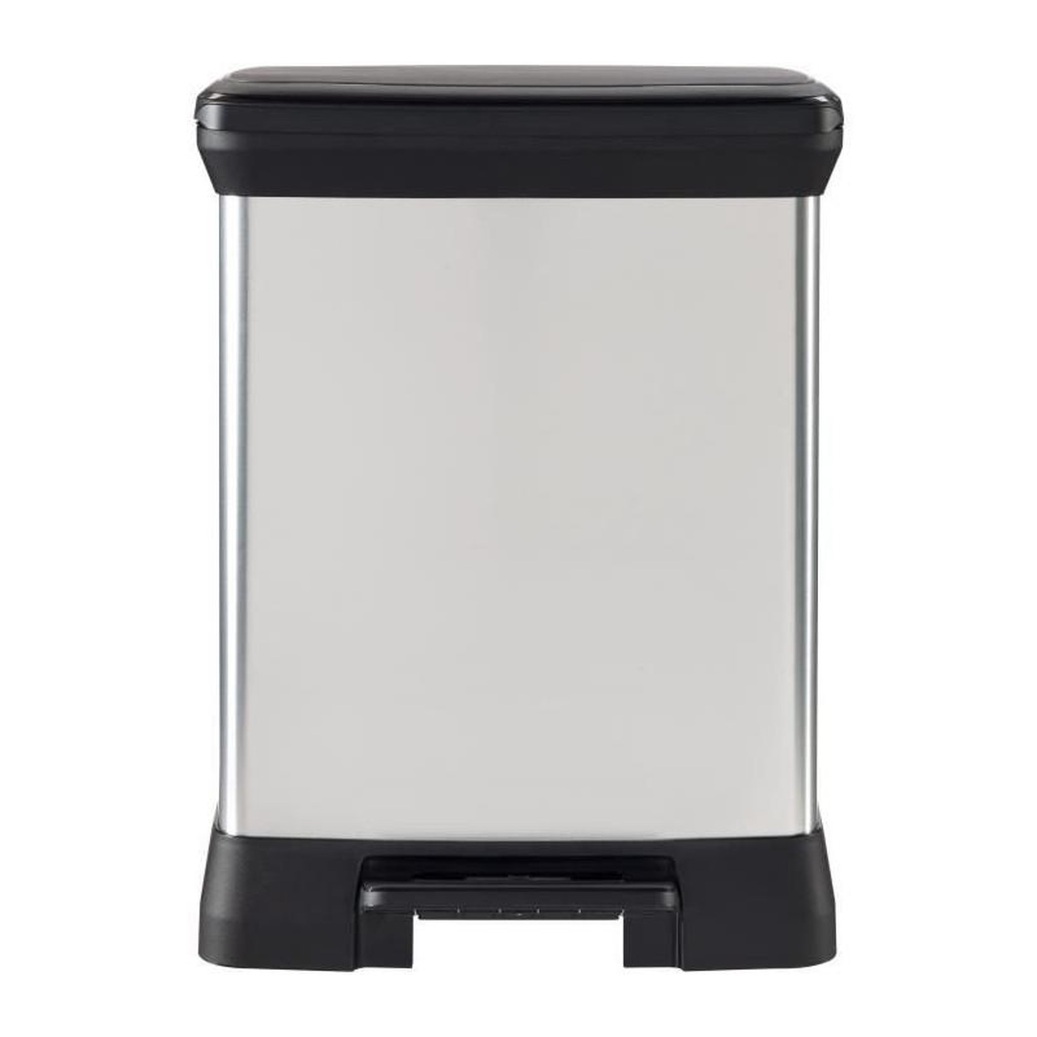 CURVER Poubelle Rectangle - DECO BIN - CURVER - 50L - Design élégant - 39 x 29 x 51 cm - Gris métallisé