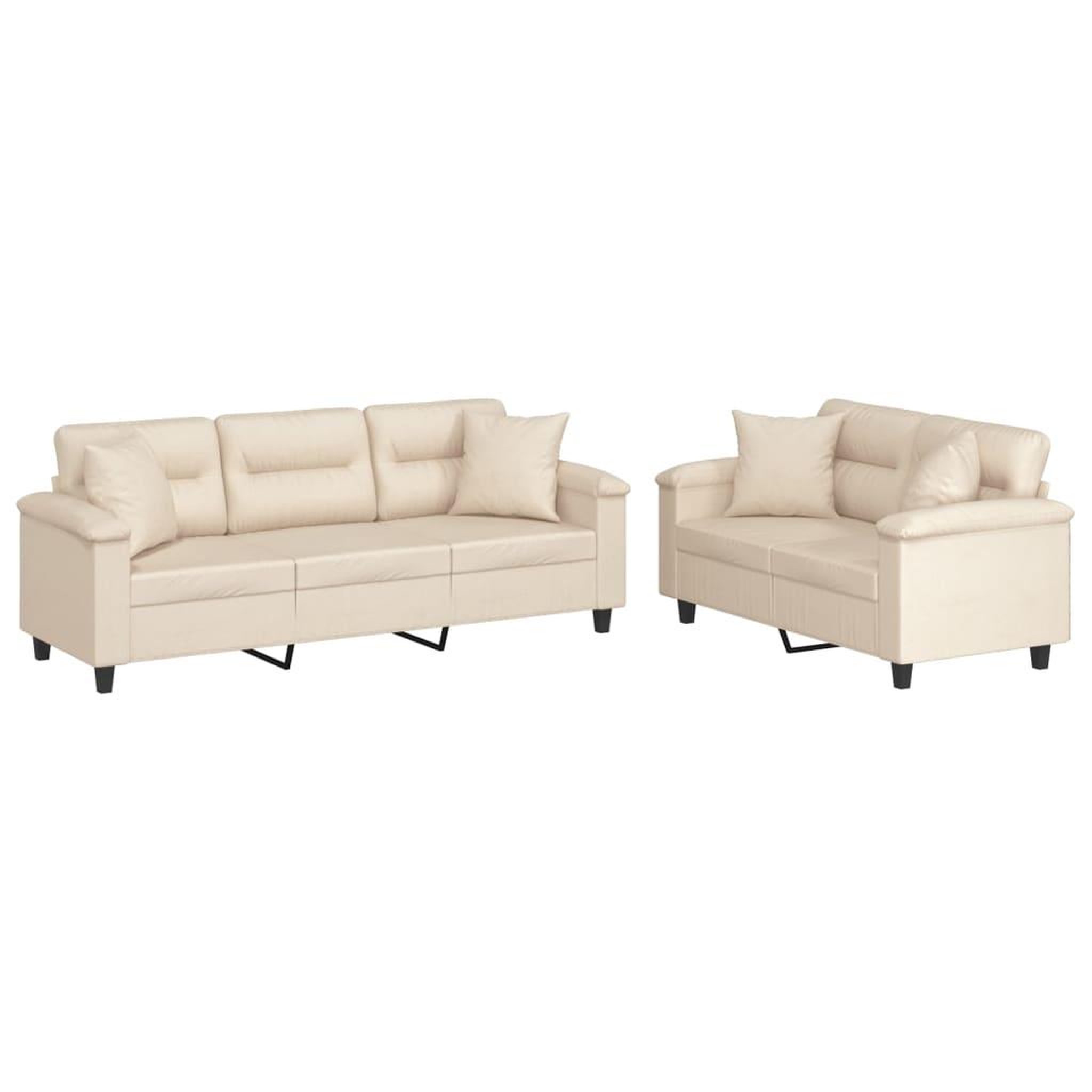 Voir la diapositive 2 : VIDAXL Ensemble de canapes 2 pcs avec coussins Beige Tissu microfibre