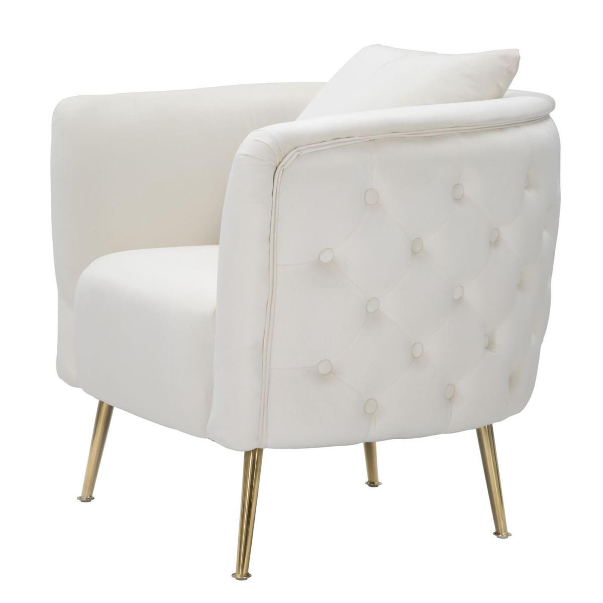 Voir la diapositive 3 : Paris Prix Fauteuil en Velours  Bucarest  76cm Crème