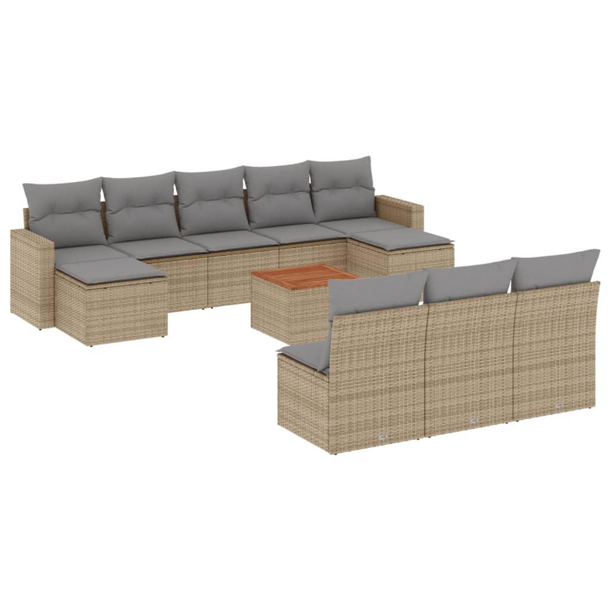 Voir la diapositive 2 : VIDAXL Salon de jardin et coussins 11 pcs melange beige resine tressee