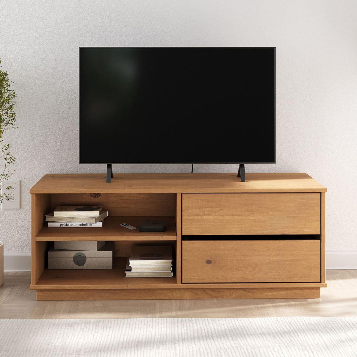 IDIMEX Meuble TV MAITE L 110 cm 2 tiroirs en bois massif