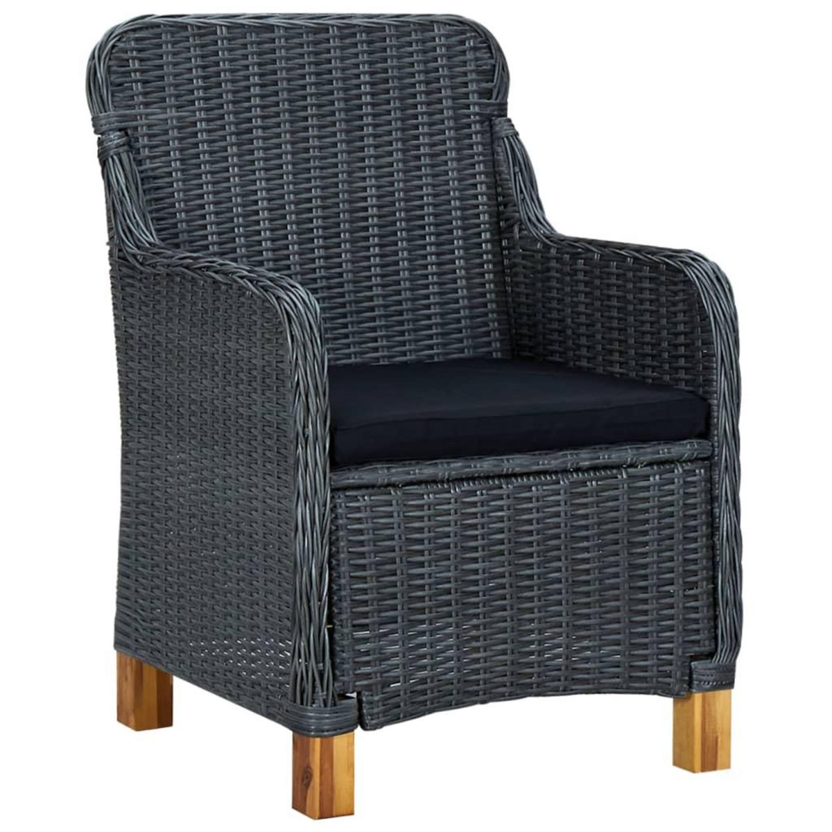 VIDAXL Salon de jardin 3 pcs avec coussins resine tressee gris fonce