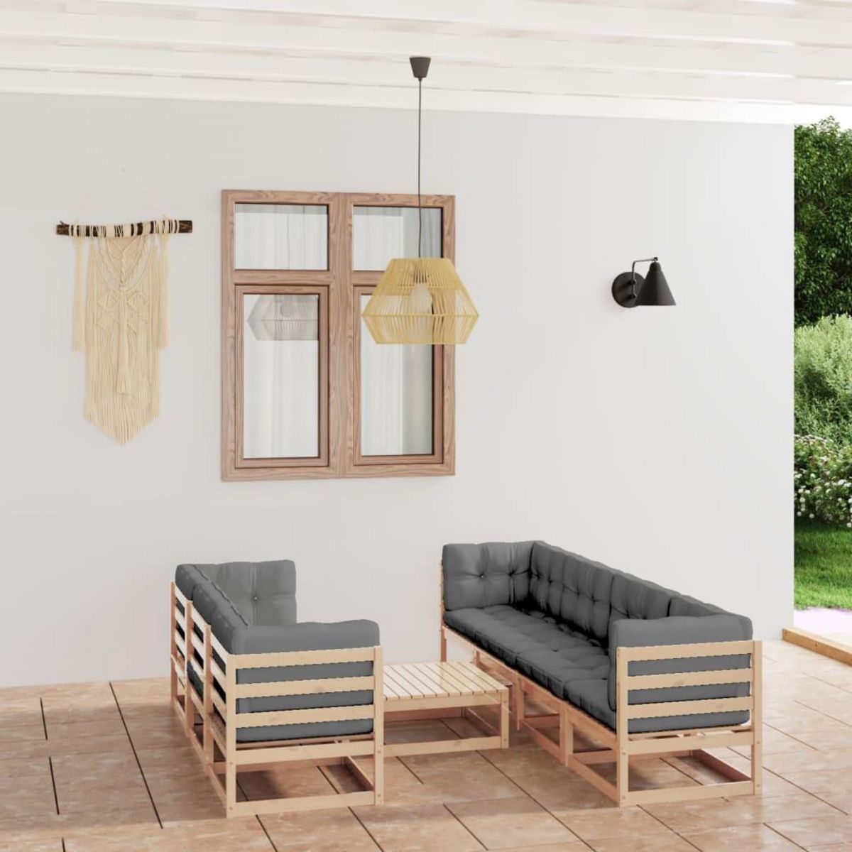 VIDAXL Salon de jardin 8 pcs avec coussins Bois de pin massif