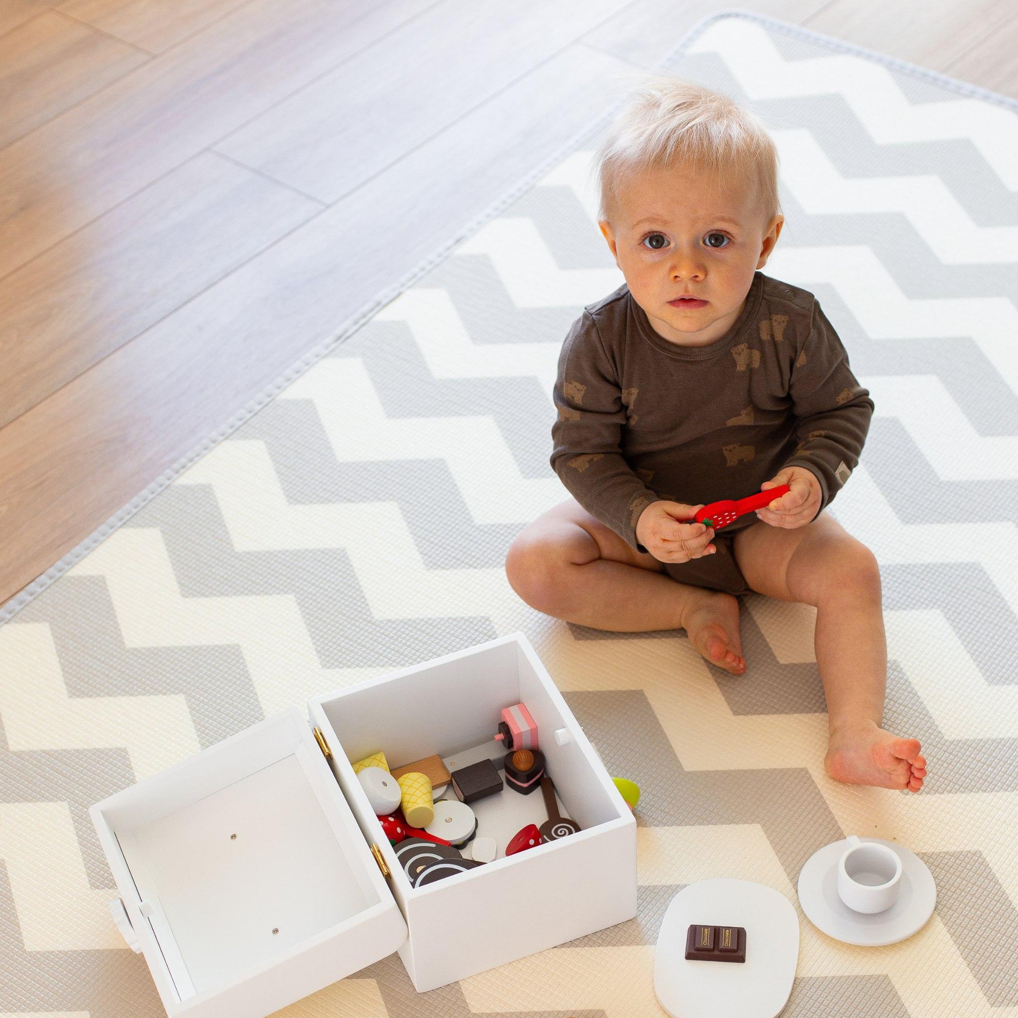 Voir la diapositive 2 : MAMABRUM Tapis d'éveil Mousse Enfant Foret et Zigzag 180x150 cm Epaisseur 2 cm Naissance