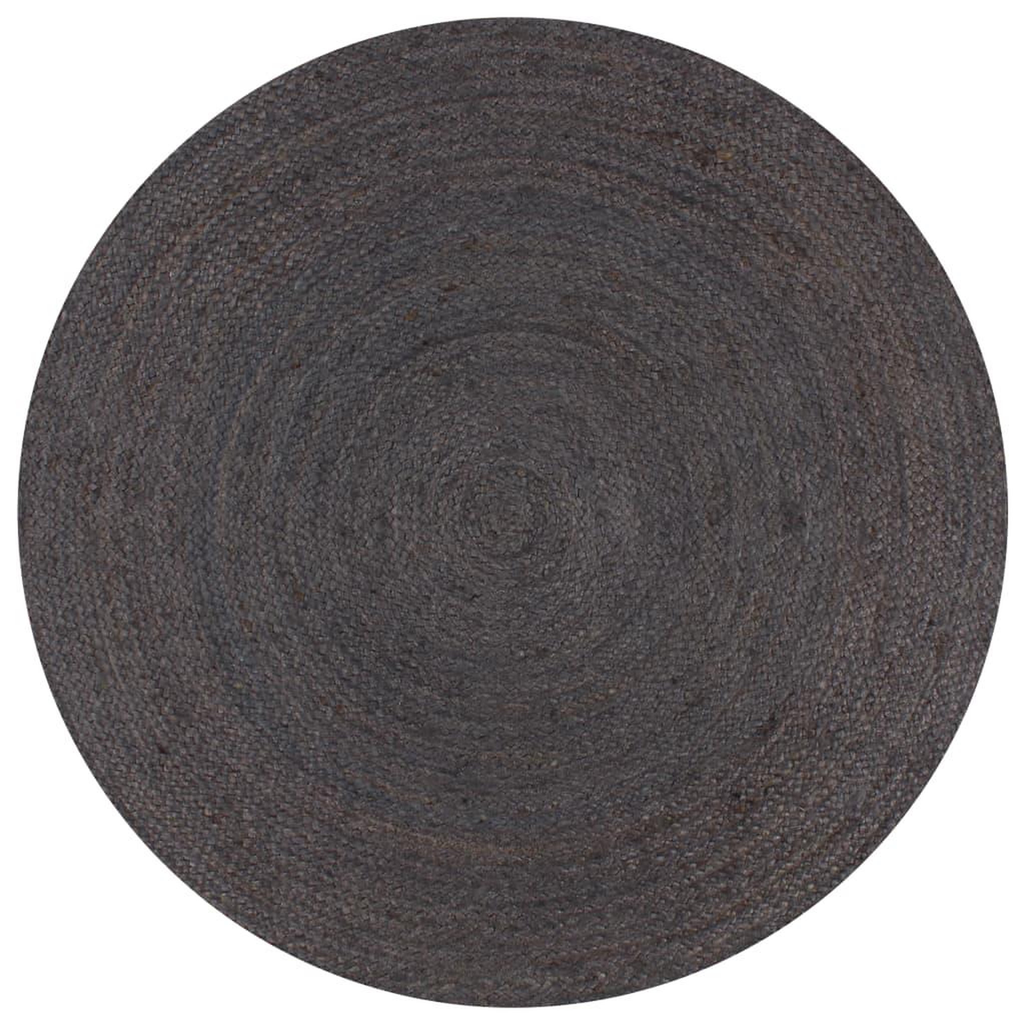 Voir la diapositive 1 : VIDAXL Tapis fait a la main Jute Rond 90 cm Gris fonce