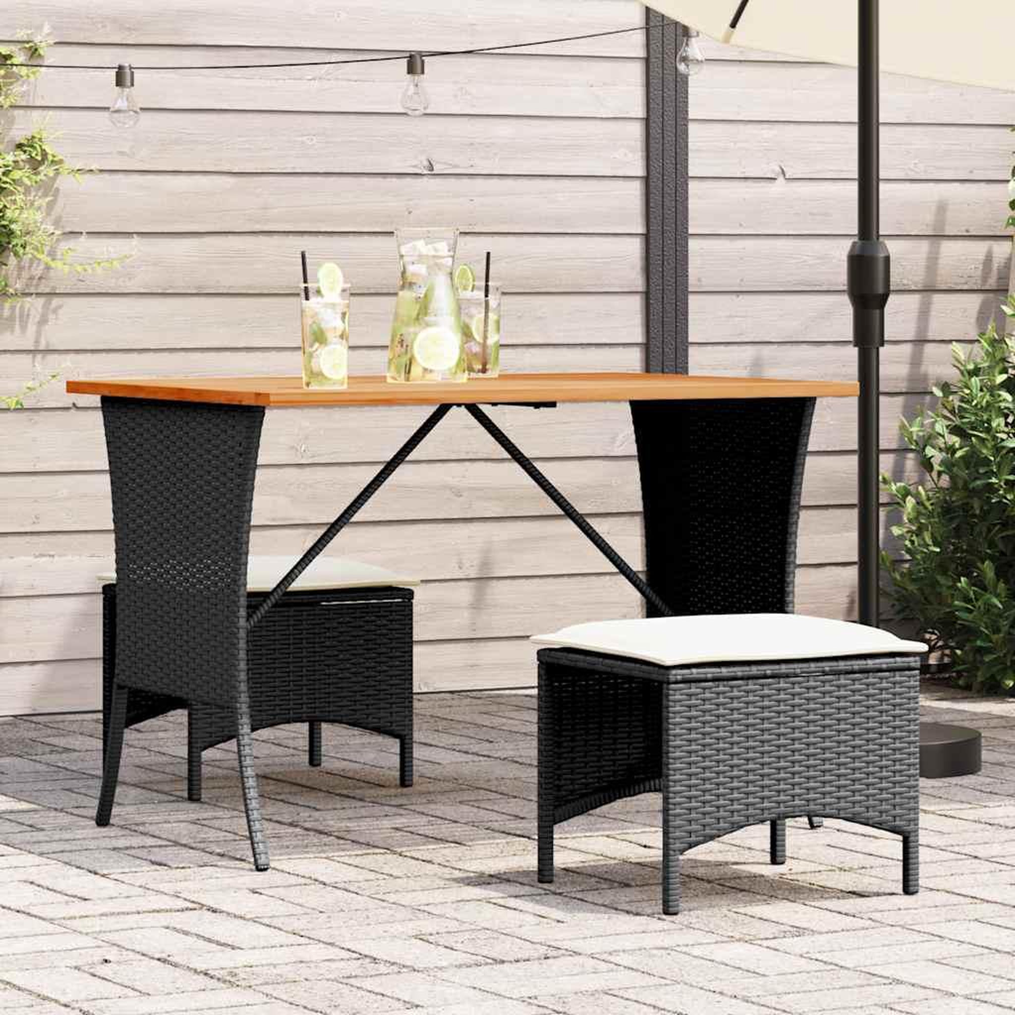 VIDAXL Ensemble a manger de jardin avec coussins 3 pcs Noir