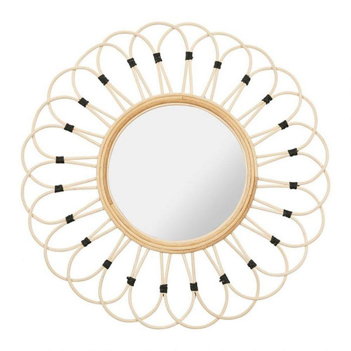 OSTARIA Miroir rond rotin Marguerite naturel D50