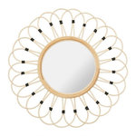 OSTARIA Miroir rond rotin Marguerite naturel D50