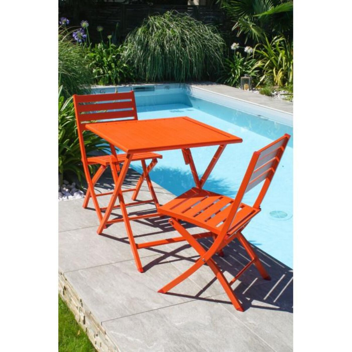 Paris Prix Lot de 2 Chaises de Jardin Pliantes  Marius  82cm Orange