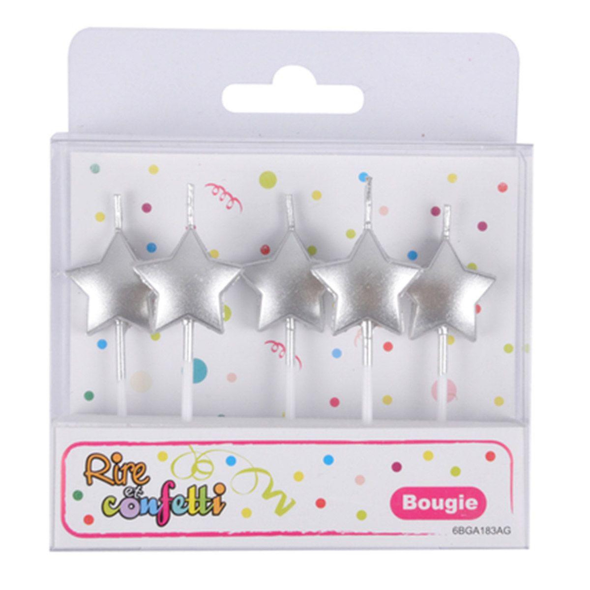Voir la diapositive 2 : HOMEA Lot de 5 Bougies 3D  Étoile  7cm Argent
