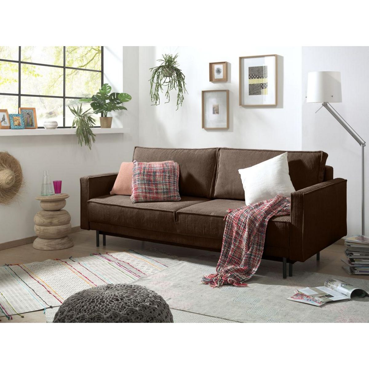 LISA DESIGN Charlie - canapé 3 places convertible avec coffre - en velours côtelé