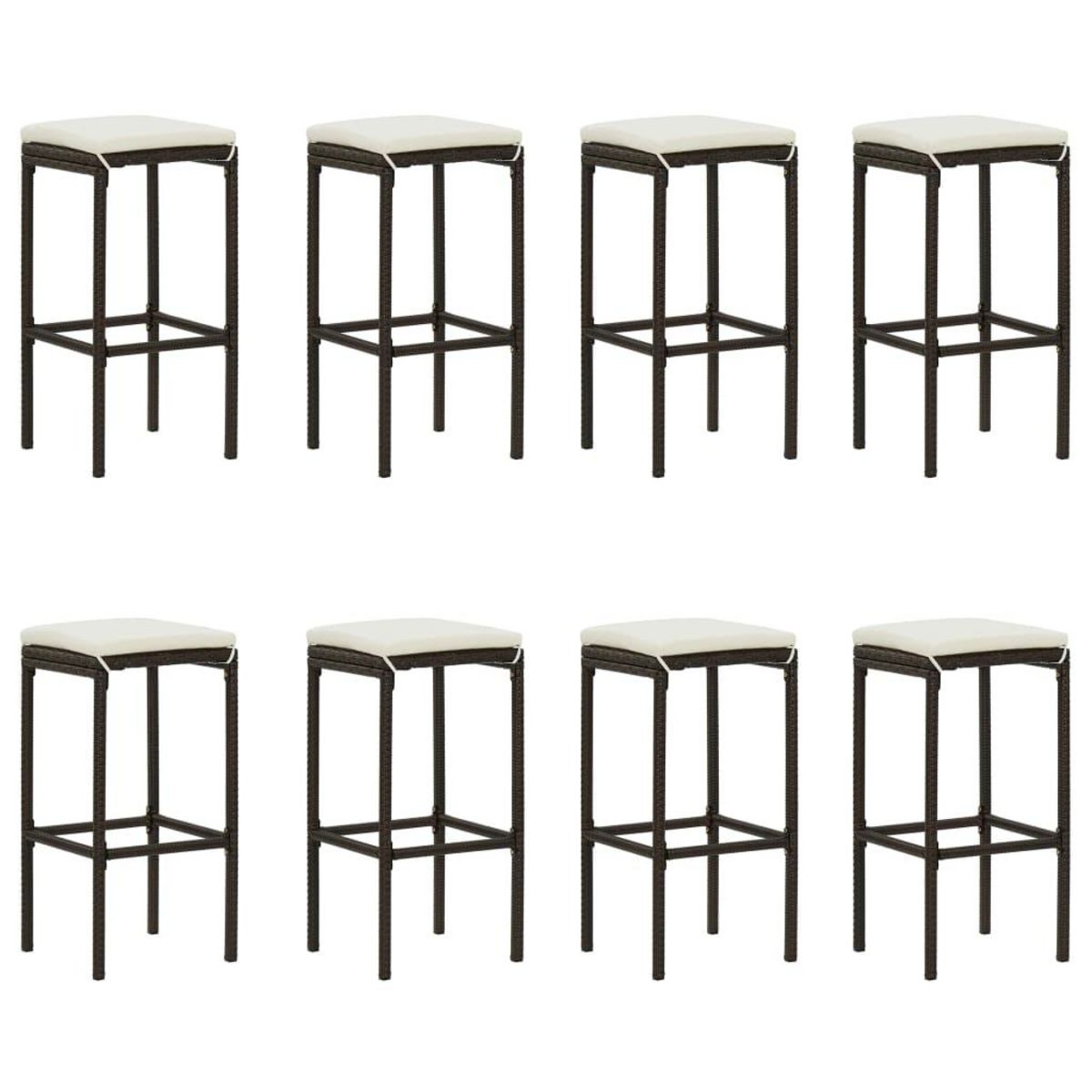 VIDAXL Ensemble de bar de jardin 9 pcs coussins Resine tressee Marron