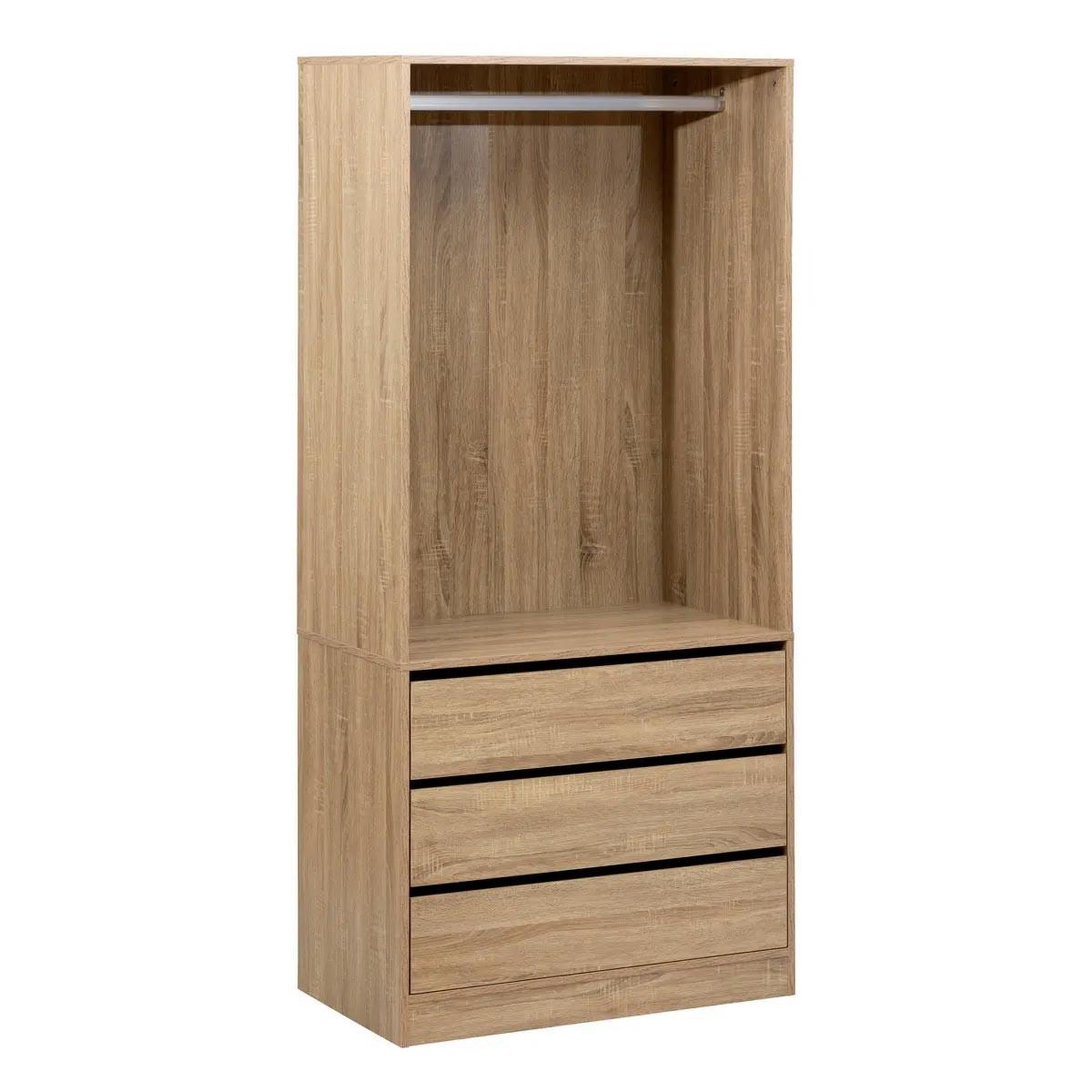 FIVE Dressing penderie 3 tiroirs  black edition  180cm naturel