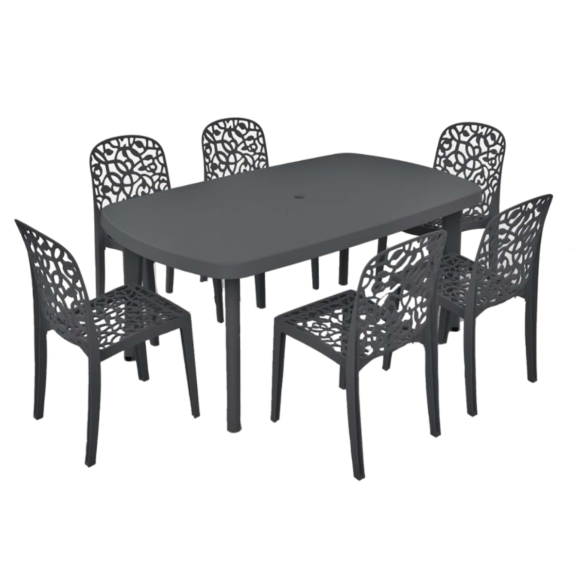 CONCEPT USINE Ensemble table et 6 chaises en plastique recyclé ATLANTIC