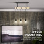 Voir la diapositive 4 : HOMCOM Lustre suspension style industriel 3 lampes 40 W max. hauteur réglable dim. 50L x 8l x 33H cm métal noir bois hévéa