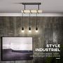 Voir la diapositive 4 : HOMCOM Lustre suspension style industriel 3 lampes 40 W max. hauteur réglable dim. 50L x 8l x 33H cm métal noir bois hévéa