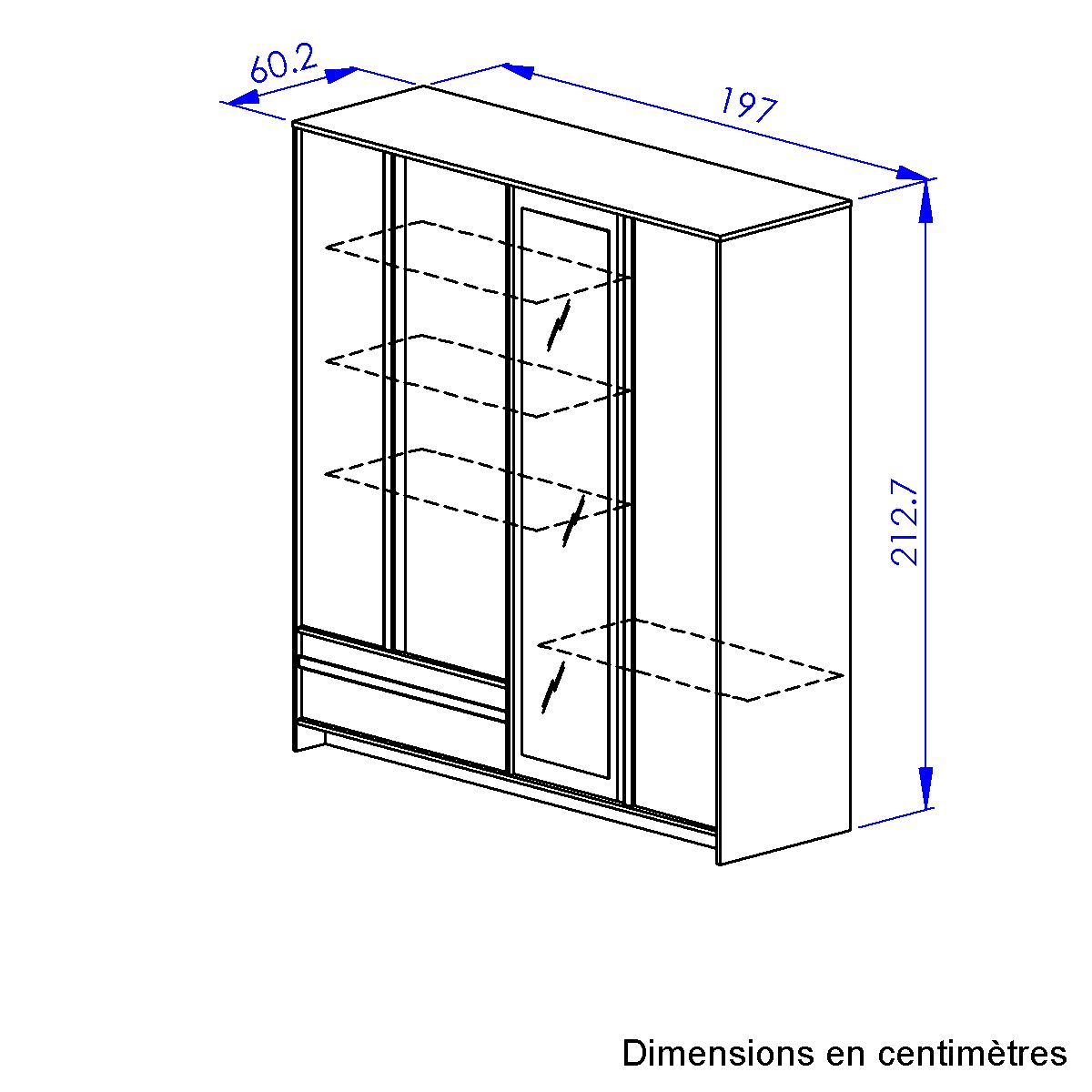 GAMI Armoire 4 portes + 1 miroir + 1 tiroir MEZOS
