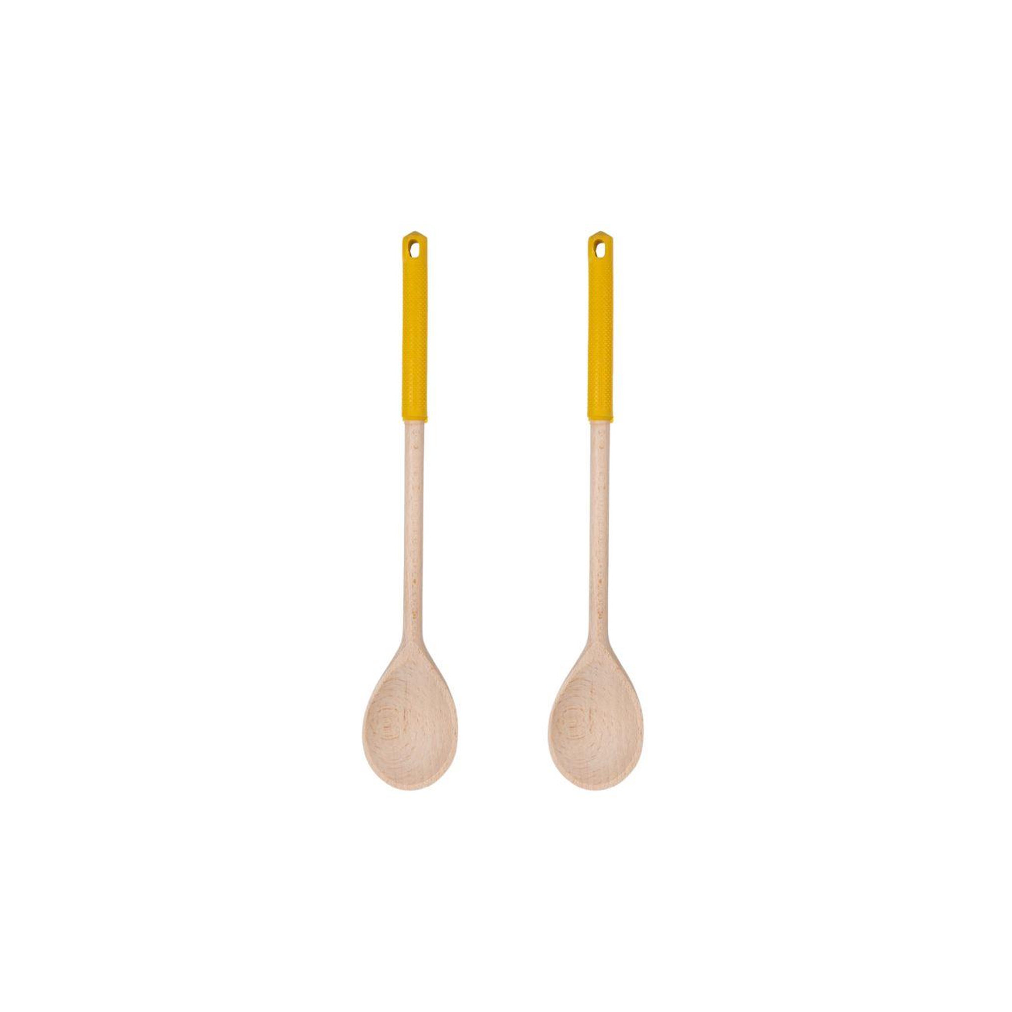 Fackelmann Ensemble de 2 cuillères de cuisine en bois avec manche en silicone coloré fackelmann wood edition