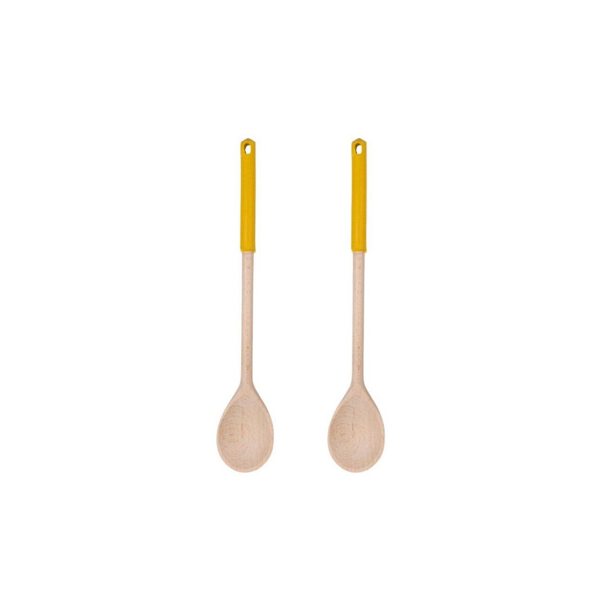 Fackelmann Ensemble de 2 Cuillères de cuisine en bois avec manche en silicone coloré Fackelmann Wood Edition