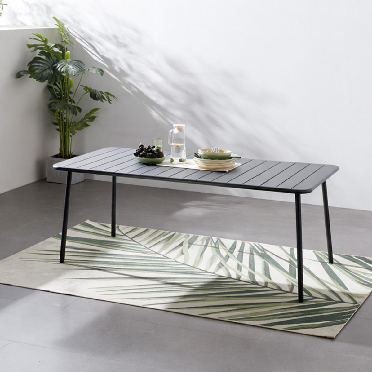 CONCEPT USINE Table de jardin 6 places 160cm gris foncé BERGAME