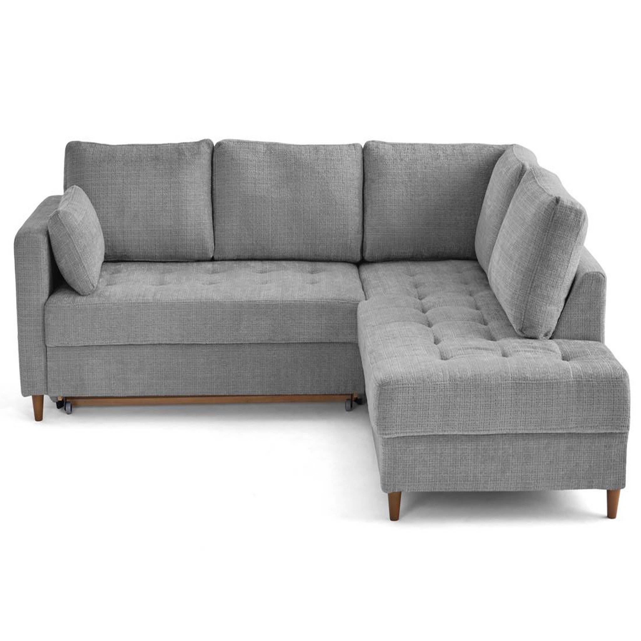 Voir la diapositive 1 : LISA DESIGN Anna - canapé d'angle droit 5 places convertible en velours texturé