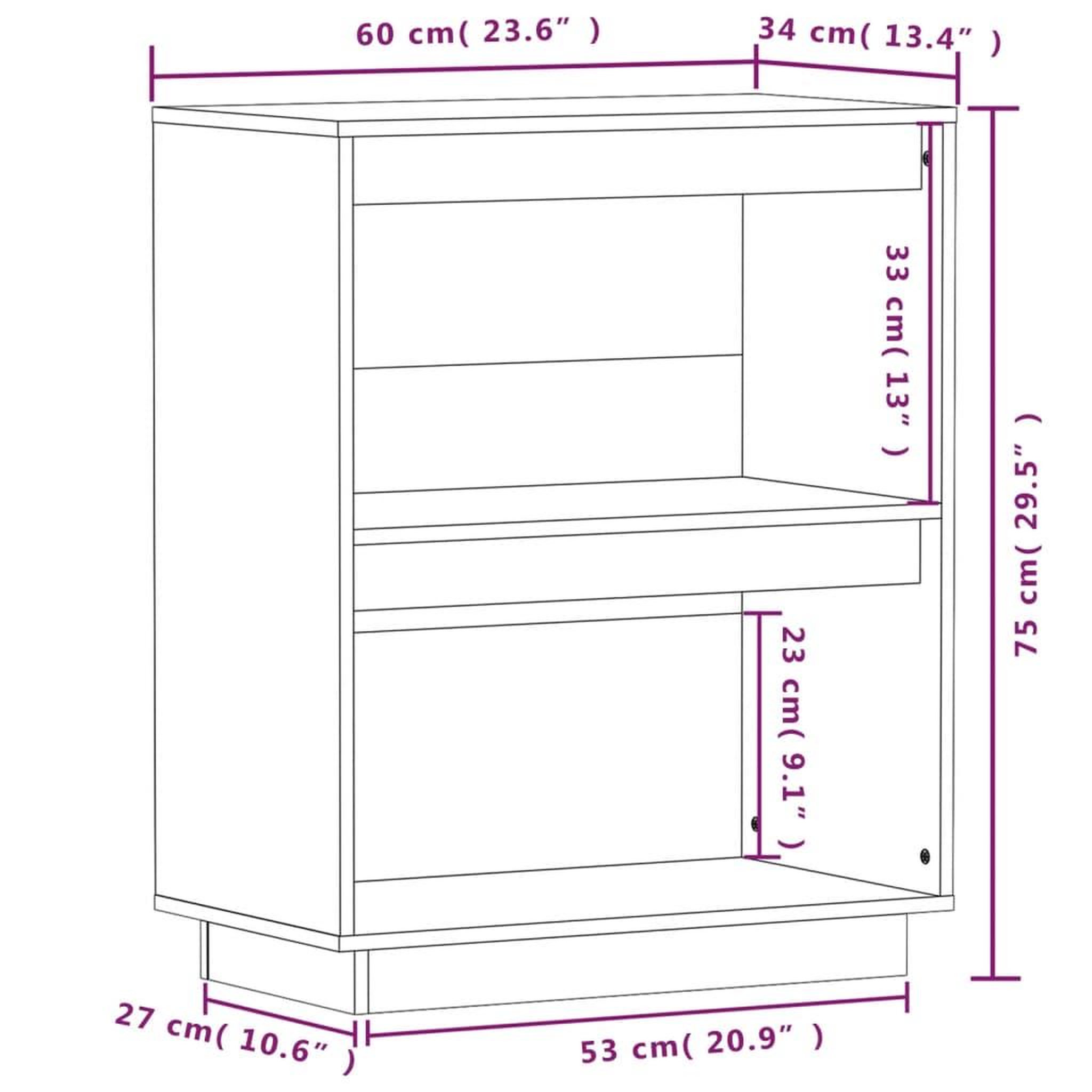 Voir la diapositive 6 : VIDAXL Armoire console Noir 60x34x75 cm Bois de pin solide