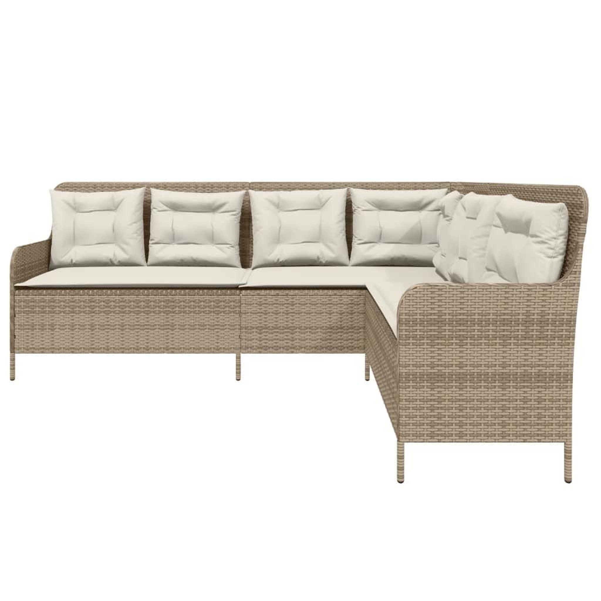 Voir la diapositive 4 : VIDAXL Canape de jardin avec coussins forme de L beige resine tressee