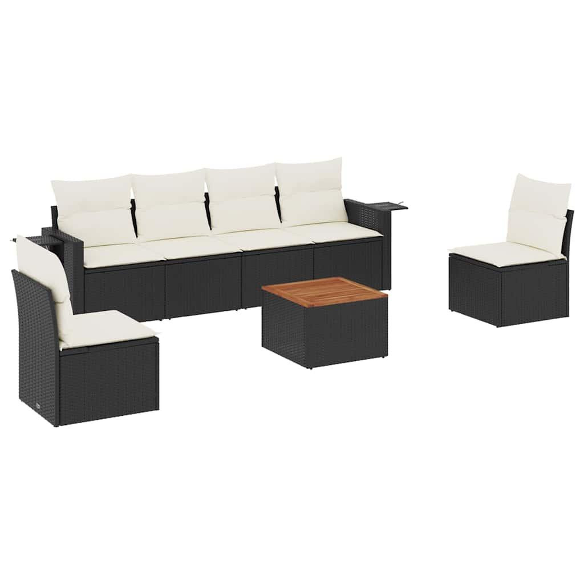 Voir la diapositive 2 : VIDAXL Salon de jardin 7 pcs avec coussins noir resine tressee