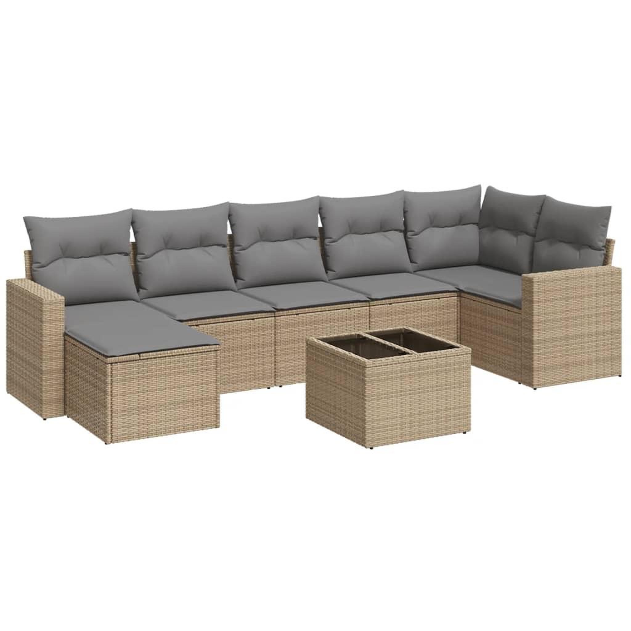 Voir la diapositive 2 : VIDAXL Salon de jardin avec coussins 8 pcs beige resine tressee