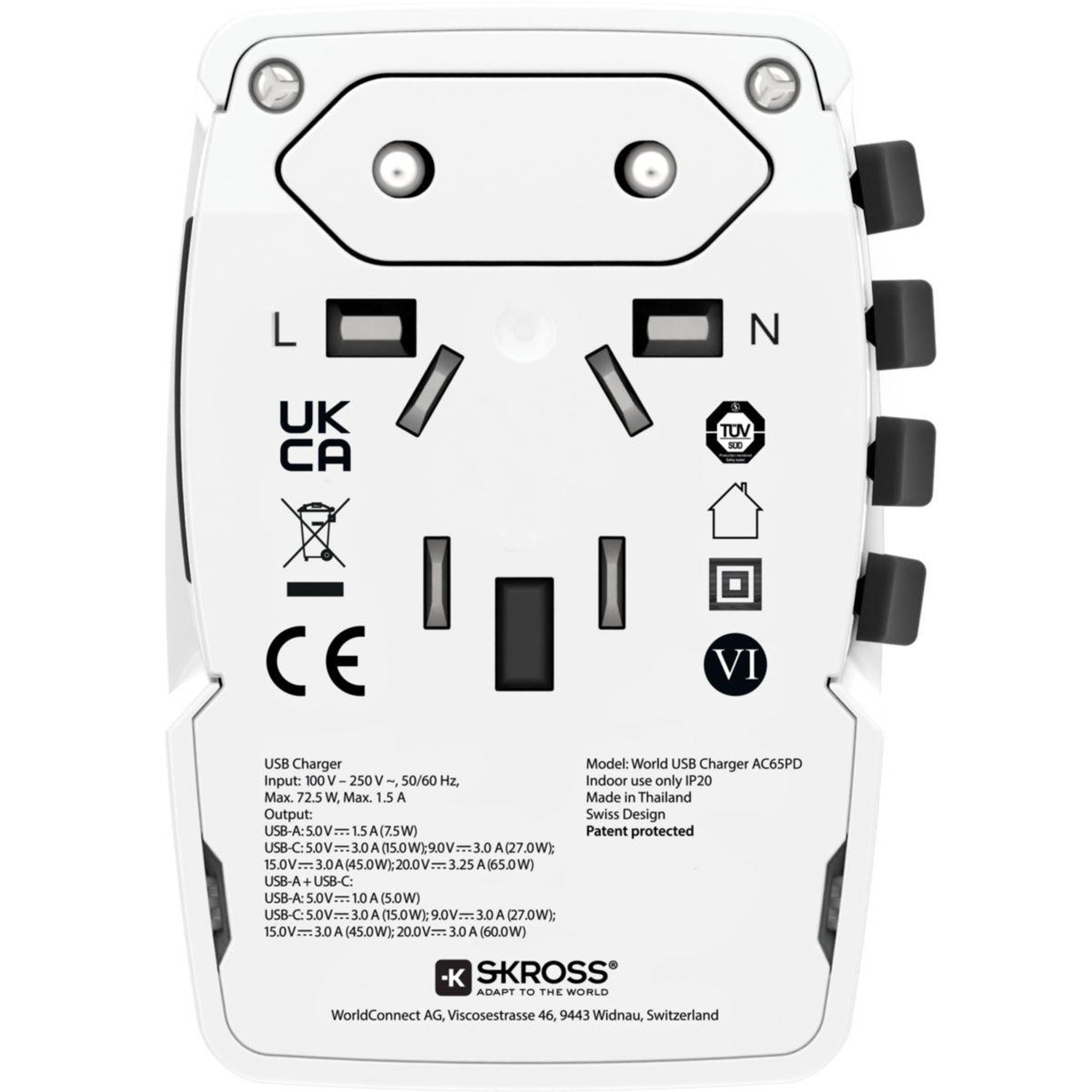 Voir la diapositive 4 : Skross Adaptateur de voyage chargeur monde 45 w + cable