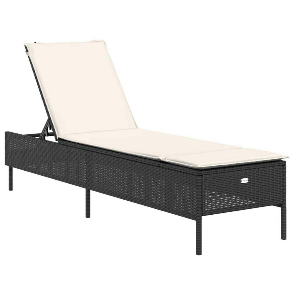 VIDAXL Chaise longue avec coussin noir resine tressee