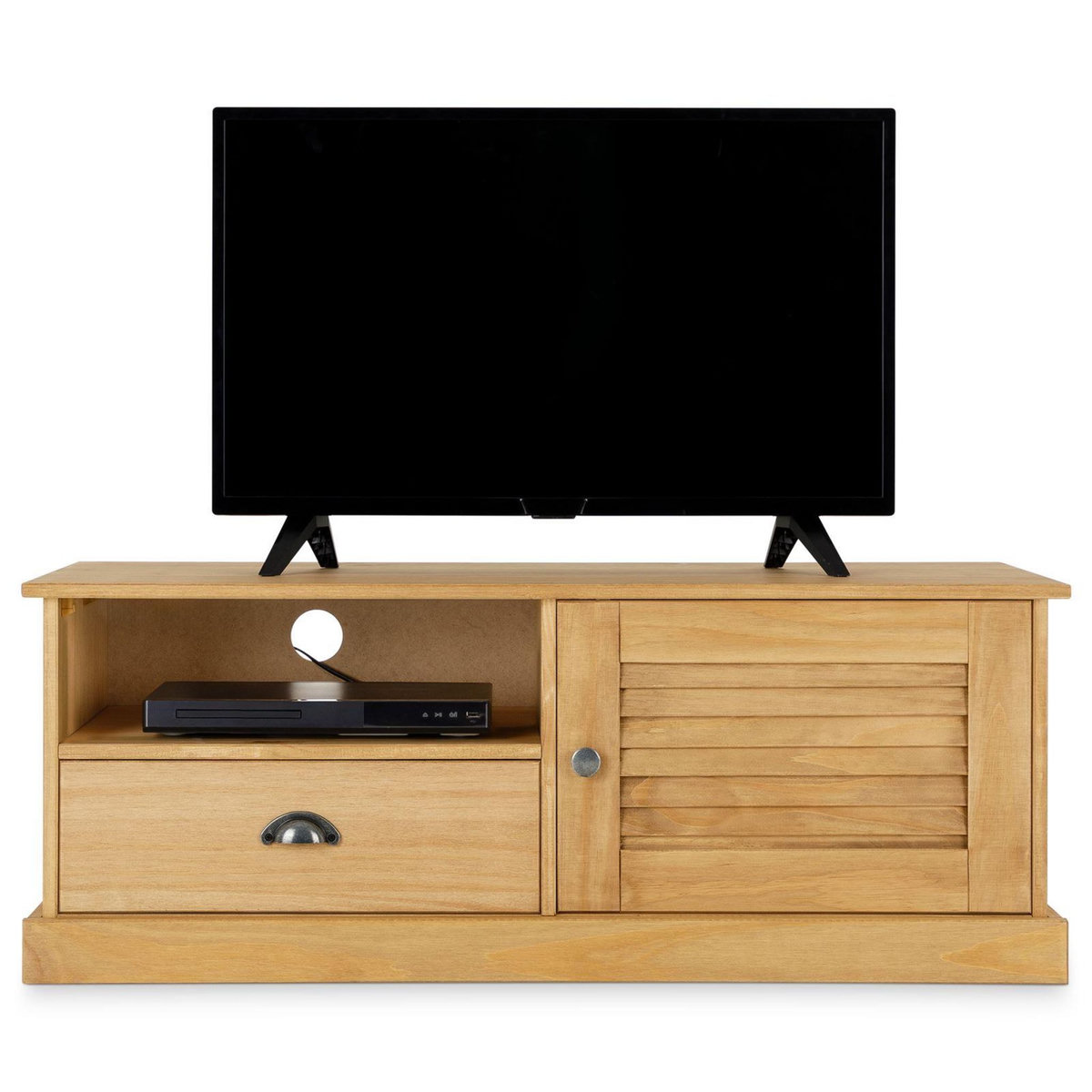IDIMEX Meuble TV VENETA L 106 cm, bois massif – Coloris naturel