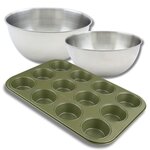 ZENKER Set pâtisserie avec moule à 12 muffins, 2 bols à mixer et spatule Zenker