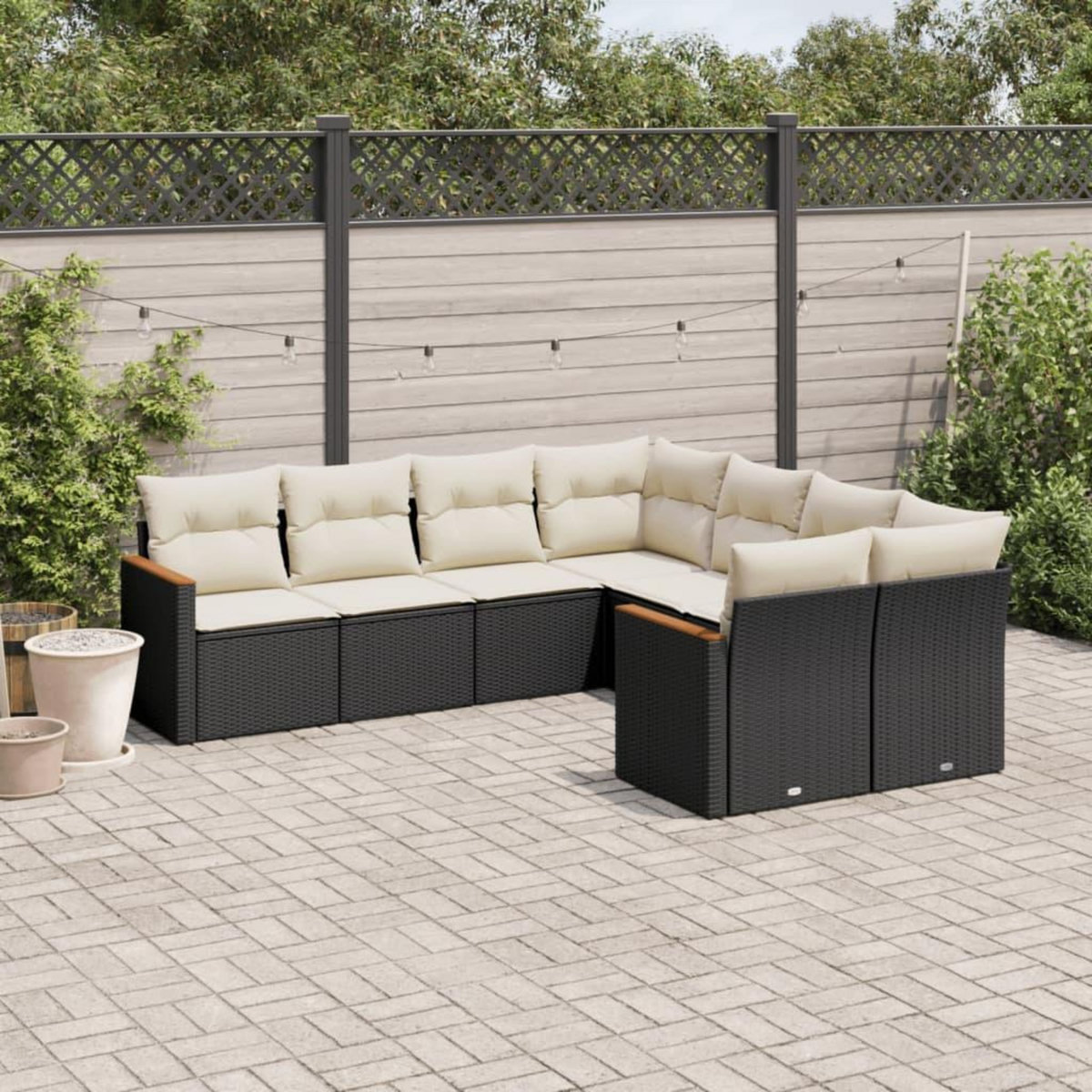 VIDAXL Salon de jardin 8 pcs avec coussins noir resine tressee