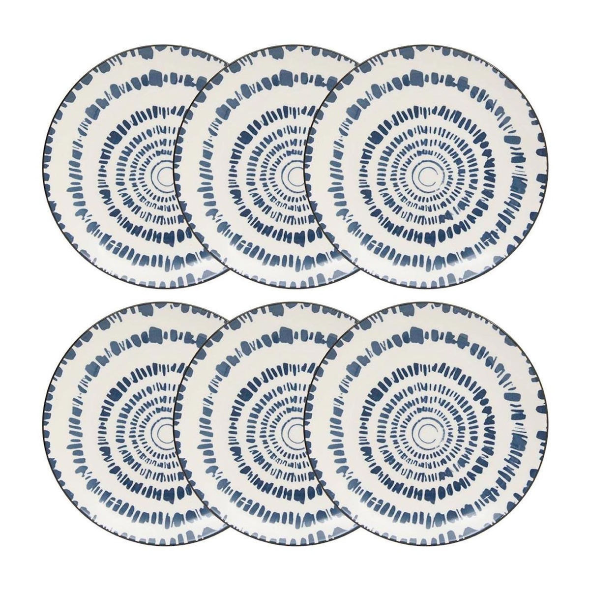 SECRET DE GOURMET Lot de 6 Assiettes à Dessert  Umami Rayon  19cm Bleu