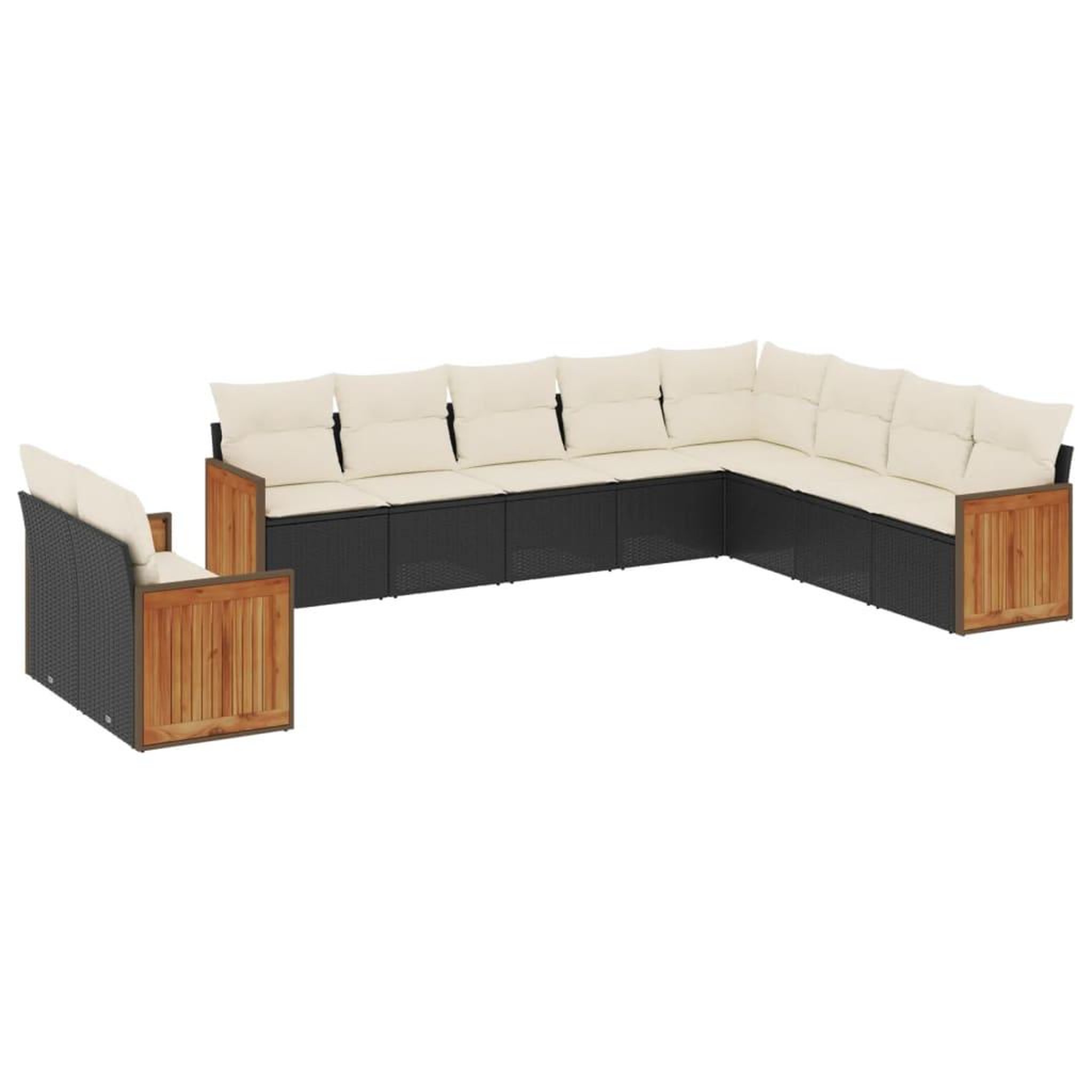 Voir la diapositive 2 : VIDAXL Salon de jardin 10 pcs avec coussins noir resine tressee