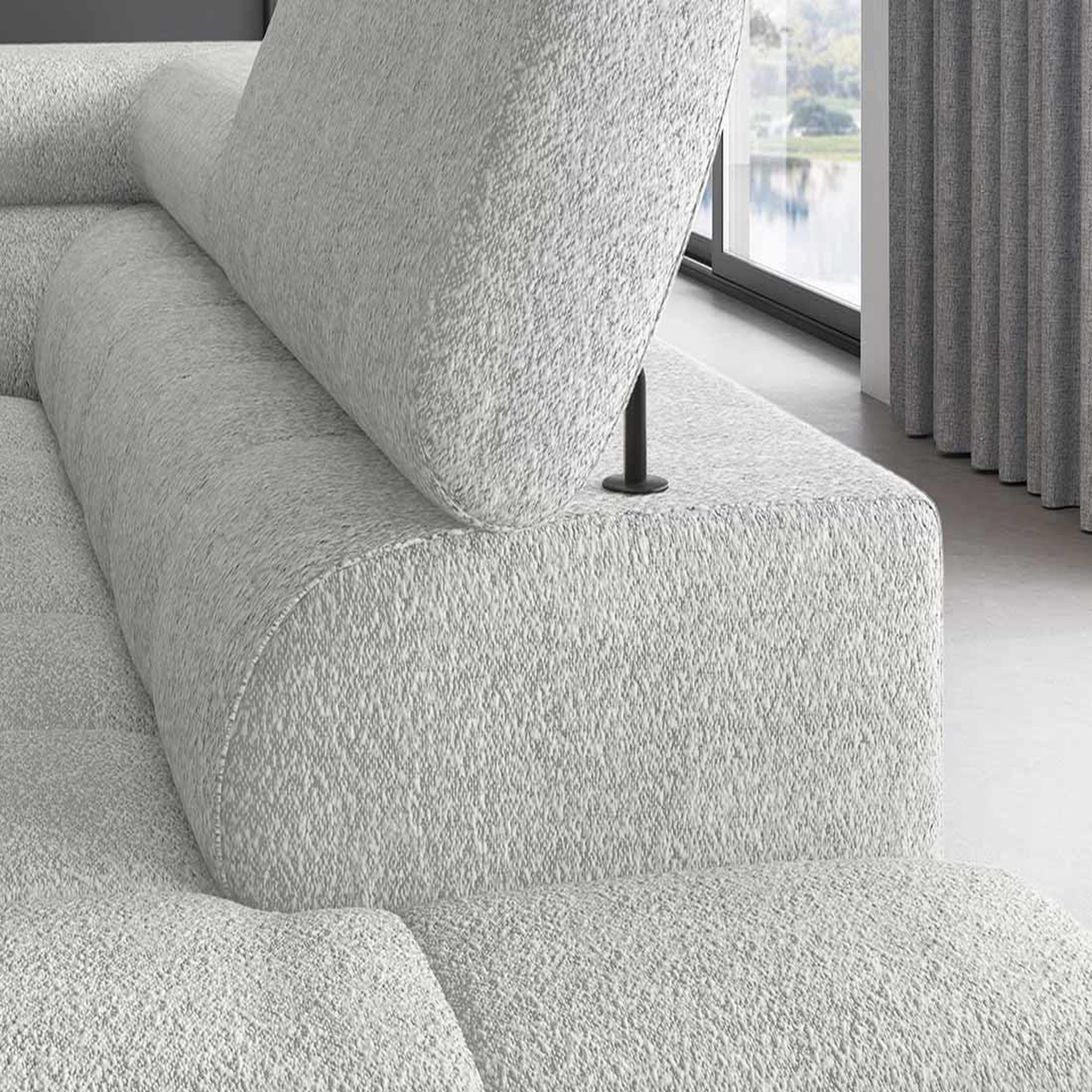 Voir la diapositive 4 : BEST MOBILIER Elisa - canapé d'angle droit 5 places convertible avec coffre et têtières réglables en tissu bouclette