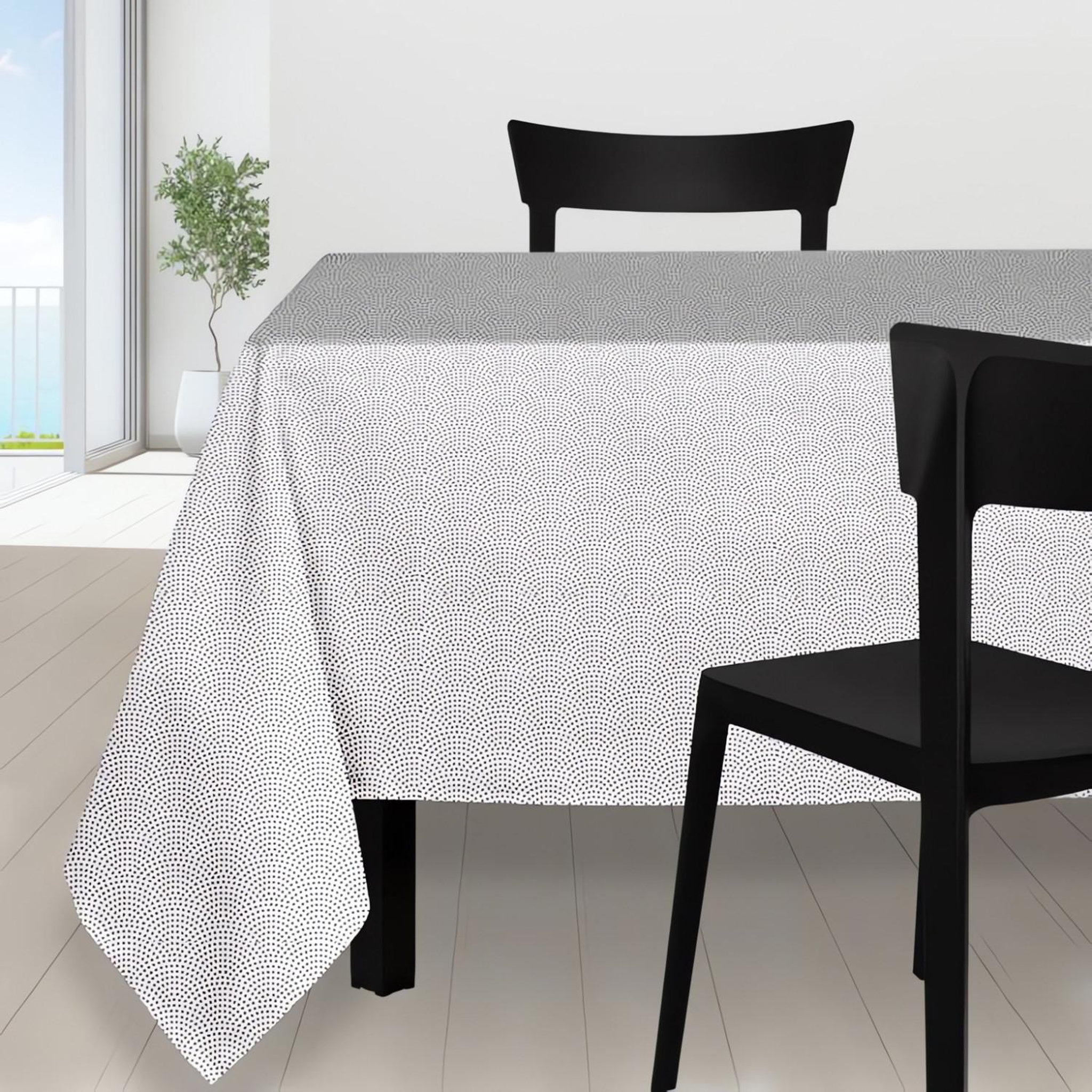 SOLEIL D'OCRE Nappe anti-tâches PAON blanc, par Soleil d'Ocre
