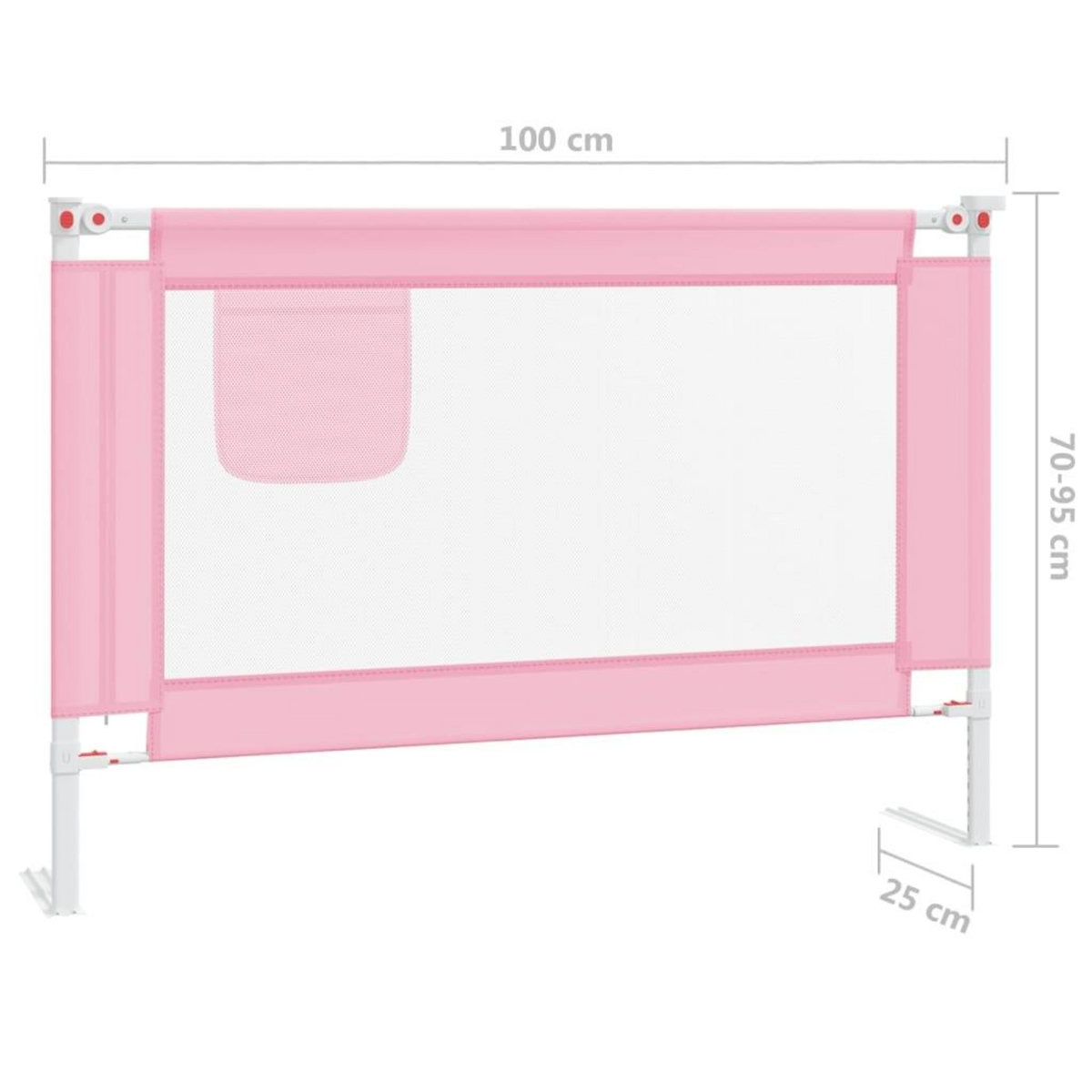 VIDAXL Barriere de securite de lit d'enfant Rose 100x25 cm Tissu