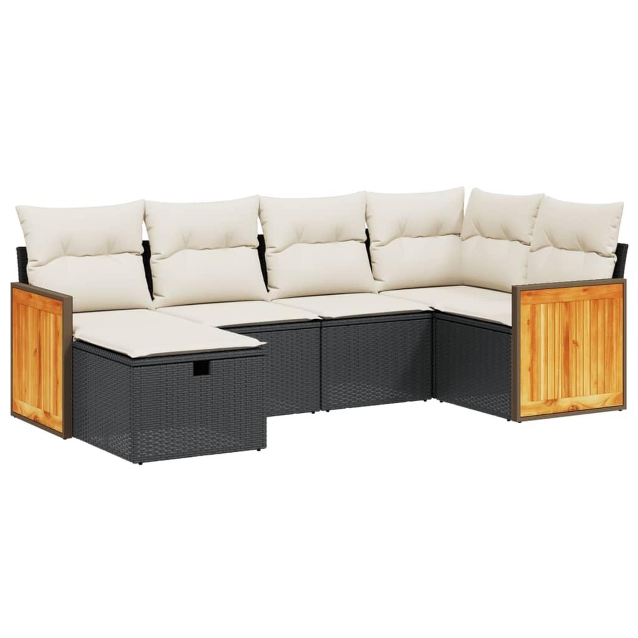 Voir la diapositive 2 : VIDAXL Salon de jardin 6 pcs avec coussins noir resine tressee