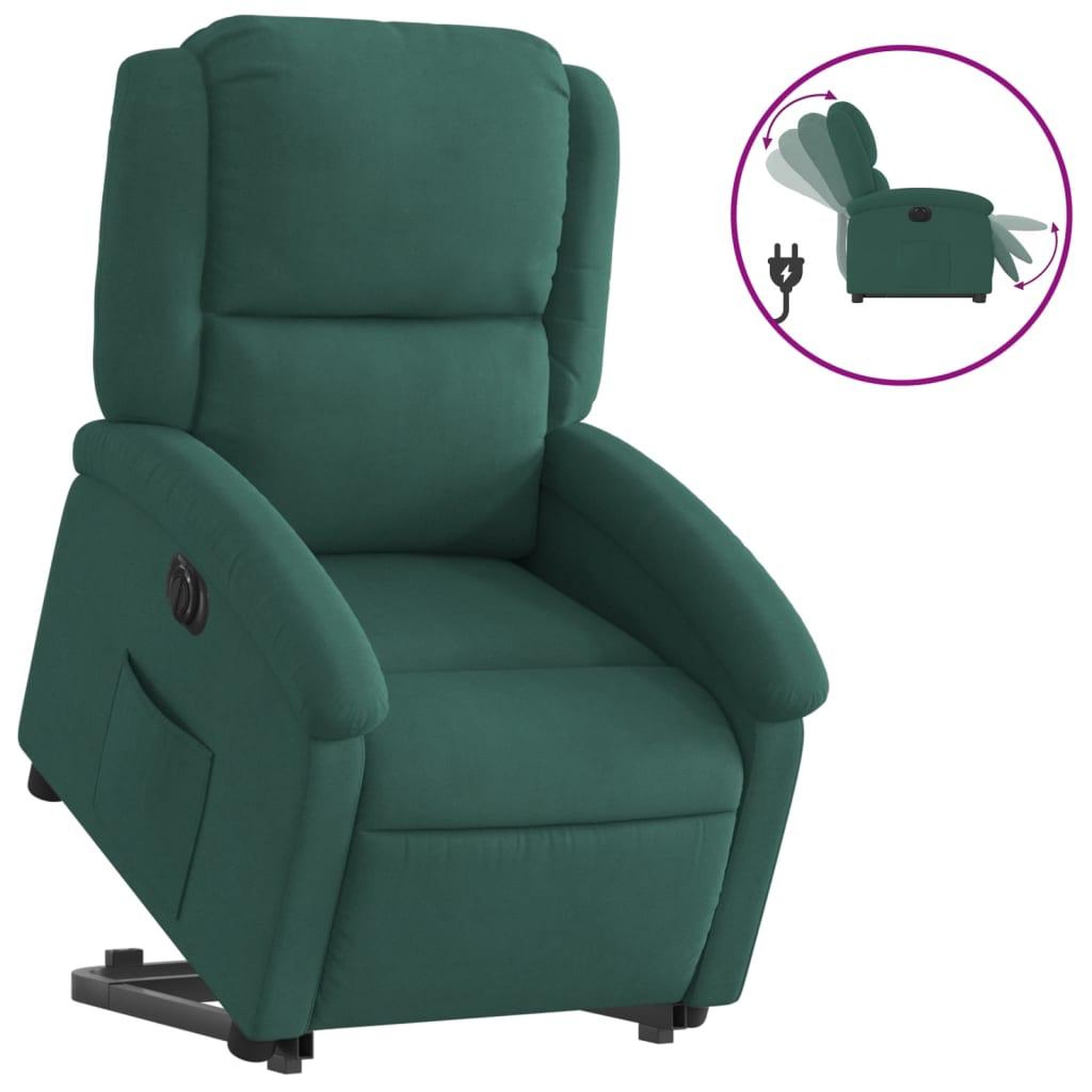 Voir la diapositive 2 : VIDAXL Fauteuil inclinable electrique vert fonce velours